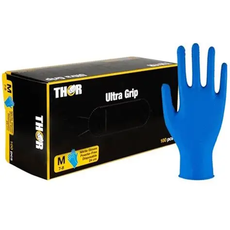 Thor Ultra Grip handschoen nitril blauw met visschub structuur (5x100) 199990944...